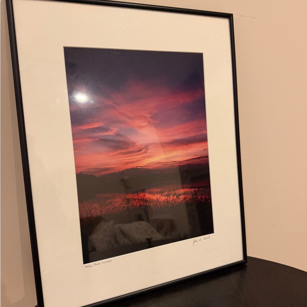 Framed Sunset Photo Art Print in Pink and Purple